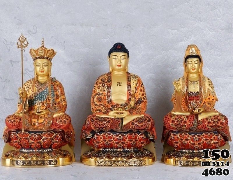 佛教西方三圣雕塑图片