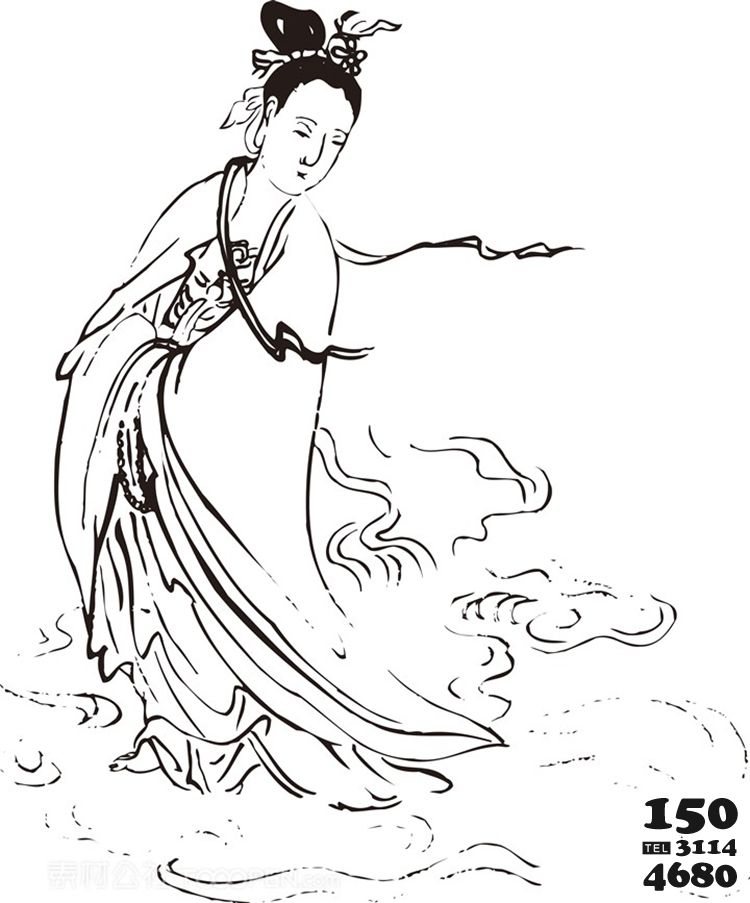 女性手绘线描108罗汉矢量PNG图片图片